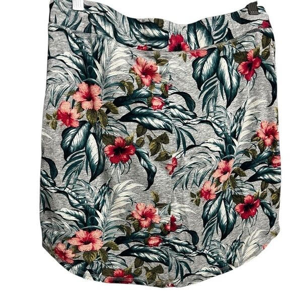 Tommy Bahama floral jersey skirt hibiscus print gray medium cotton drawstring - Picture 4 of 9